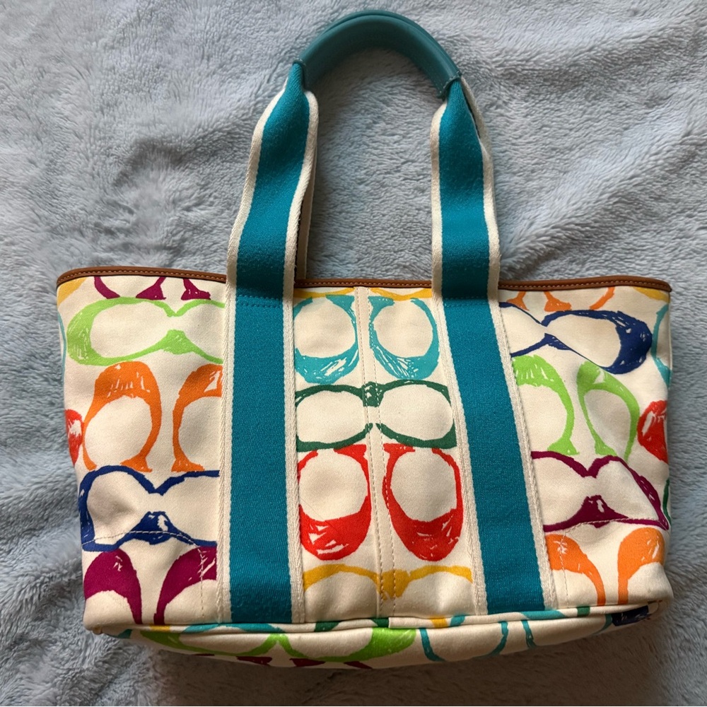 Y2K VINTAGE coach Multicolor Signature Tote SOLD‼️‼️ - Picture 16 of 16